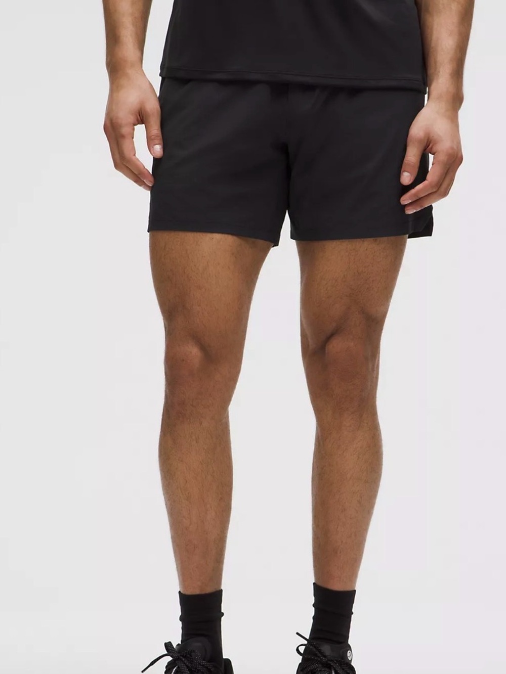 (Lululemon)Men's High-Waist Black Elastic-Waist Shorts  (small)